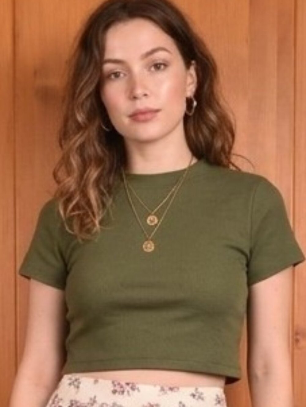 Dynamite Cropped Ribbed Knit Baby Tee / Crop Top Size Medium